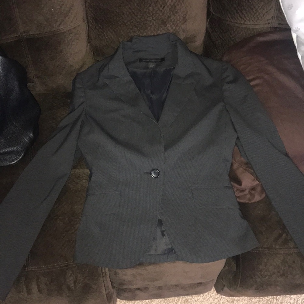 Express 4 suit jacket blazer black gray pin stripe